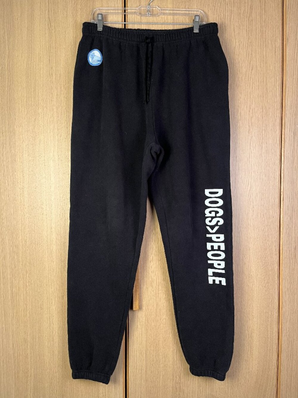 "Dogs > People" Print Sweatpants, Black, American Apparel ReFlex Fleece